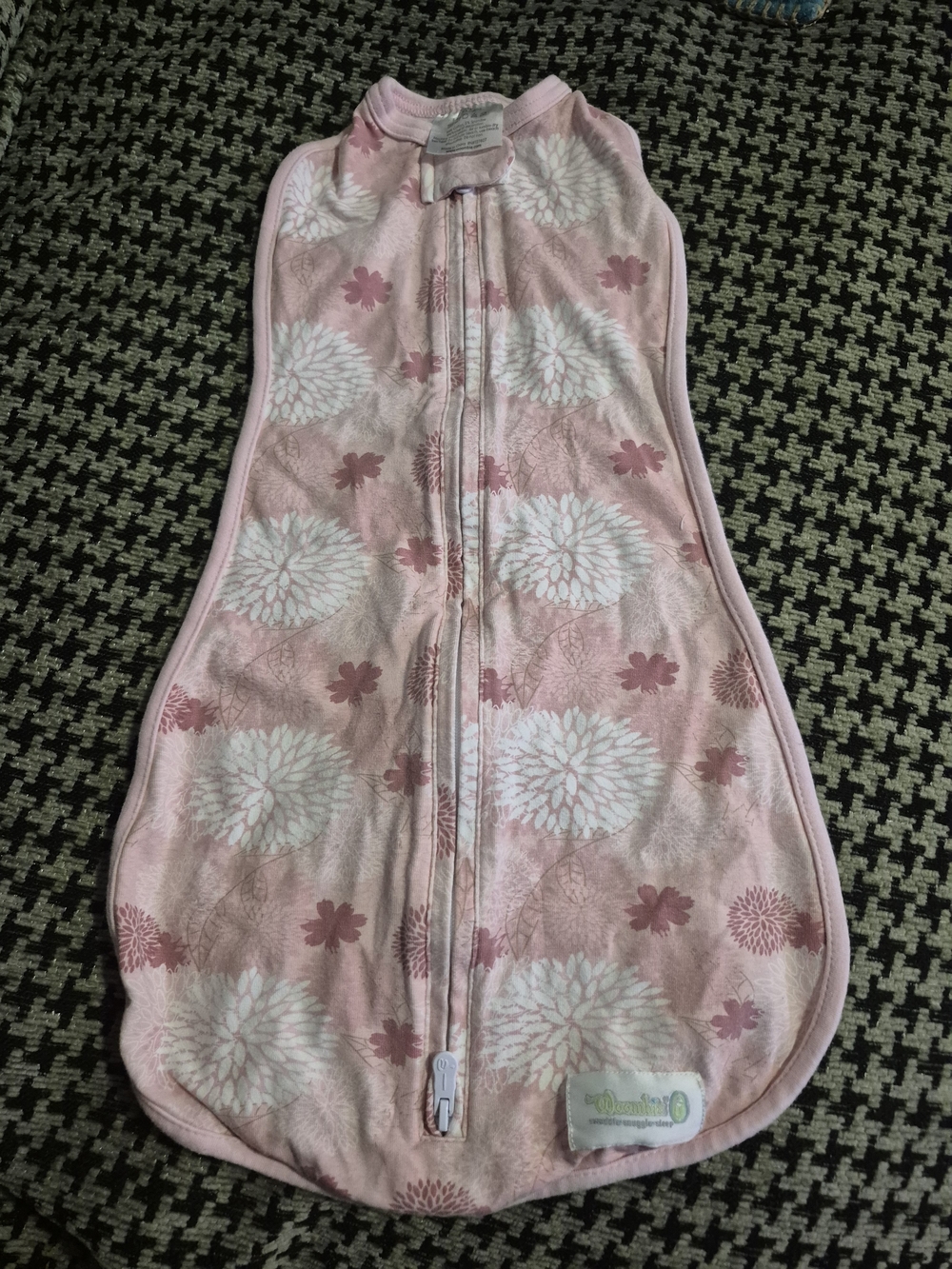 Pink Floral Zip-Front Baby One-Piece Swaddle Sleep Sack
